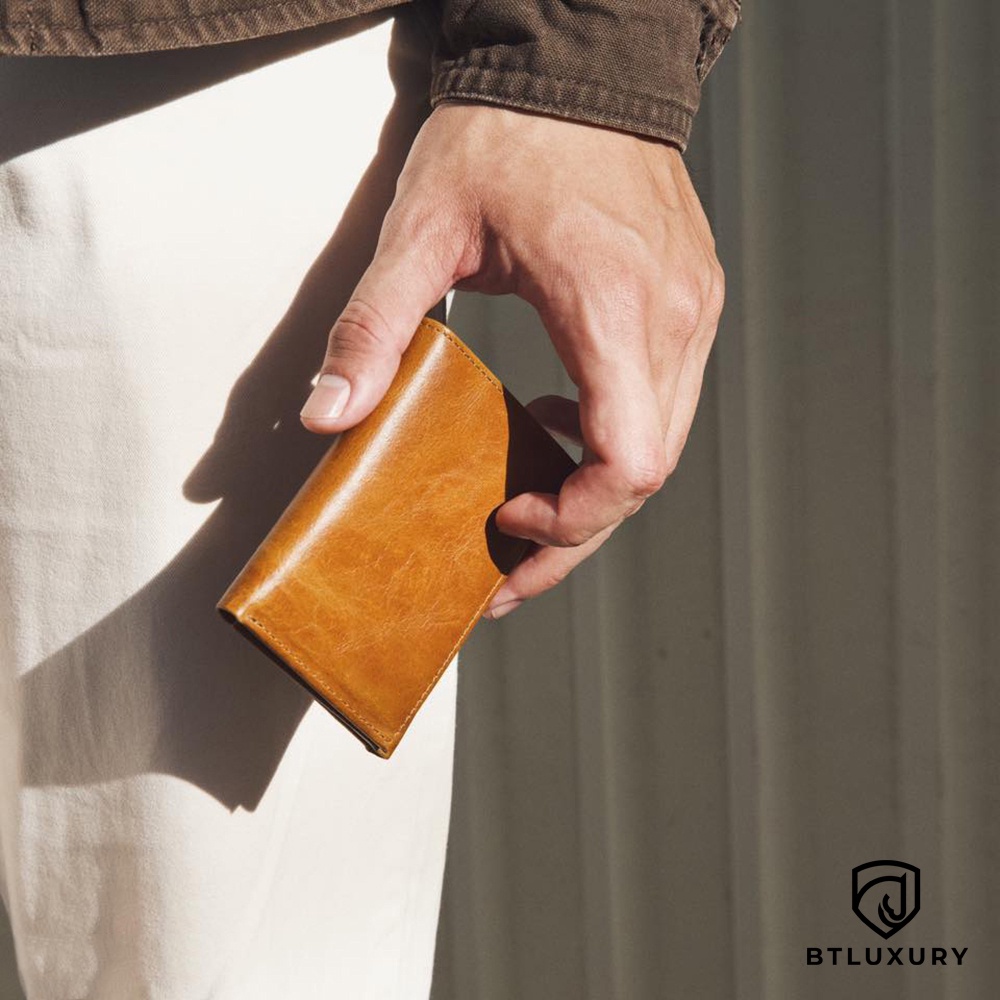 Ví Đựng Thẻ Mini Card Holder BIFOLD Da Thật Cao Cấp Nhập Khẩu Thương Hiệu BTLUXURY