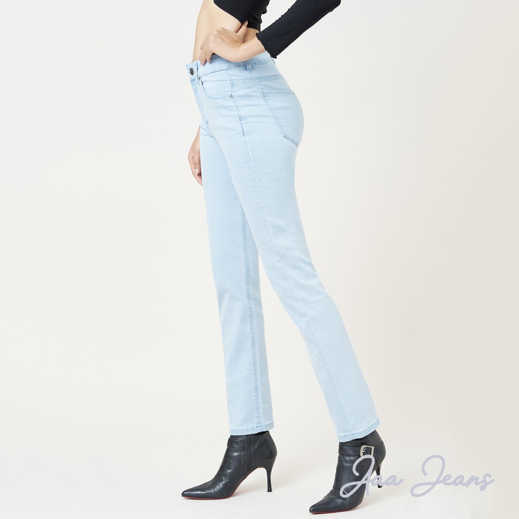 Quần Jeans Nữ Lưng Cao Ống Đứng Xanh Sáng Aaa Jeans