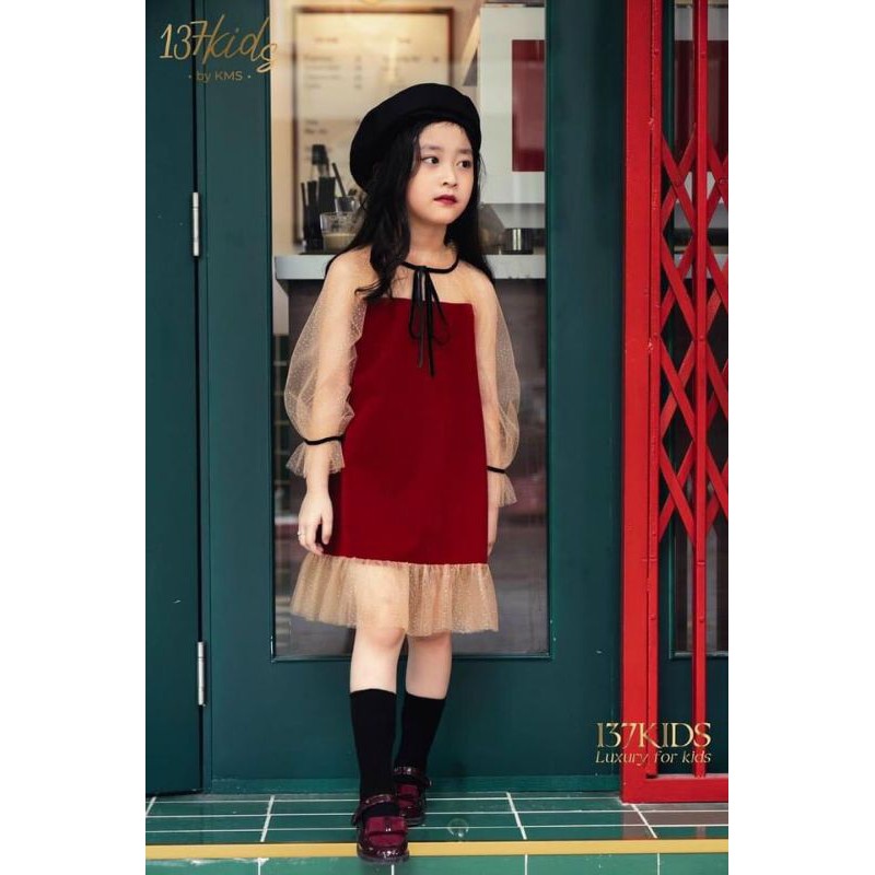 SAle! váy nhung phối ren cao cấp bé yêu