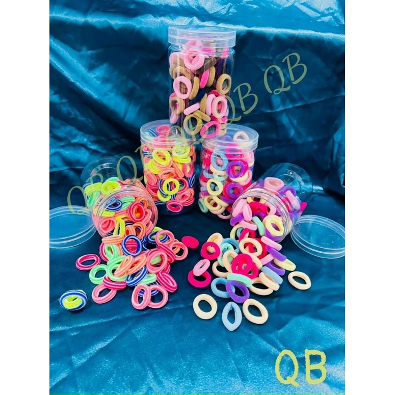 Hộp 100 chun buộc tóc trơn cho bé, chun buộc tóc sắc màu chống đau tóc