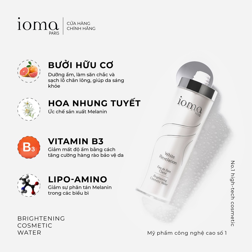 Nước hoa hồng Ioma Paris Brightening cosmetic Water - 140 ml