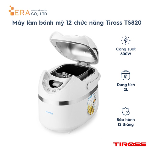 [Mã ELHADEV giảm 4% đơn 300K] Máy làm bánh mỳ 12 chức năng Tiross TS-820