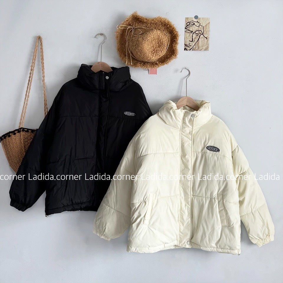 Áo phao béo 2 màu đen trắng khoác phao nữ ấm ulzzang trơn form to loại 1 ladida