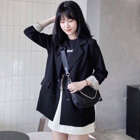 LAROSA - Có sẵn - Freeship HCM - Áo Blazer Hàn Quốc Tay Dài 2 Lớp, 4 Cúc, Túi Nắp