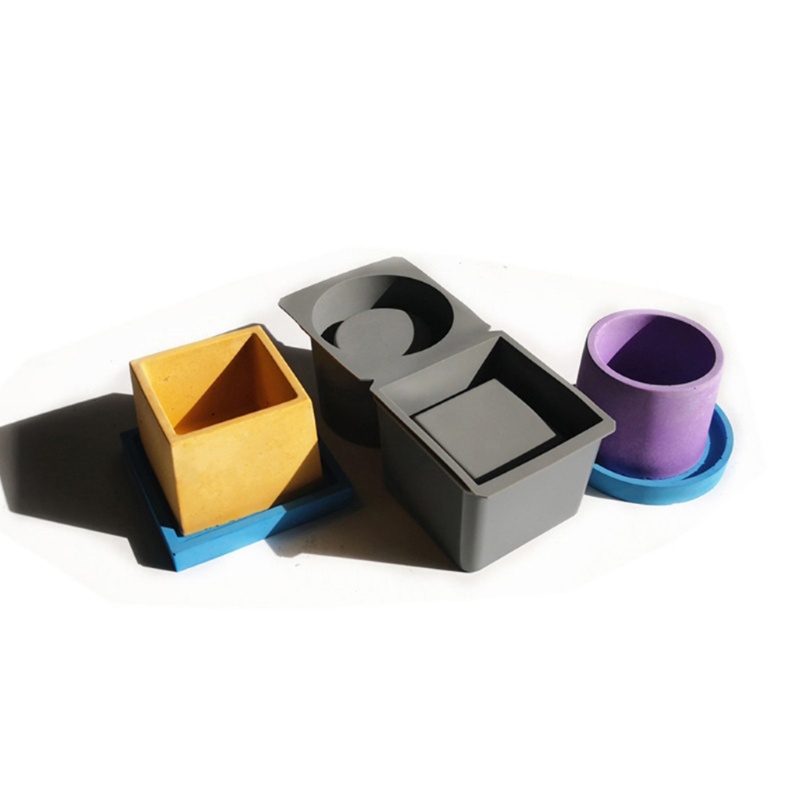 Khuôn Silicone Hình Vuông/Tròn Làm Chậu Hoa DIY