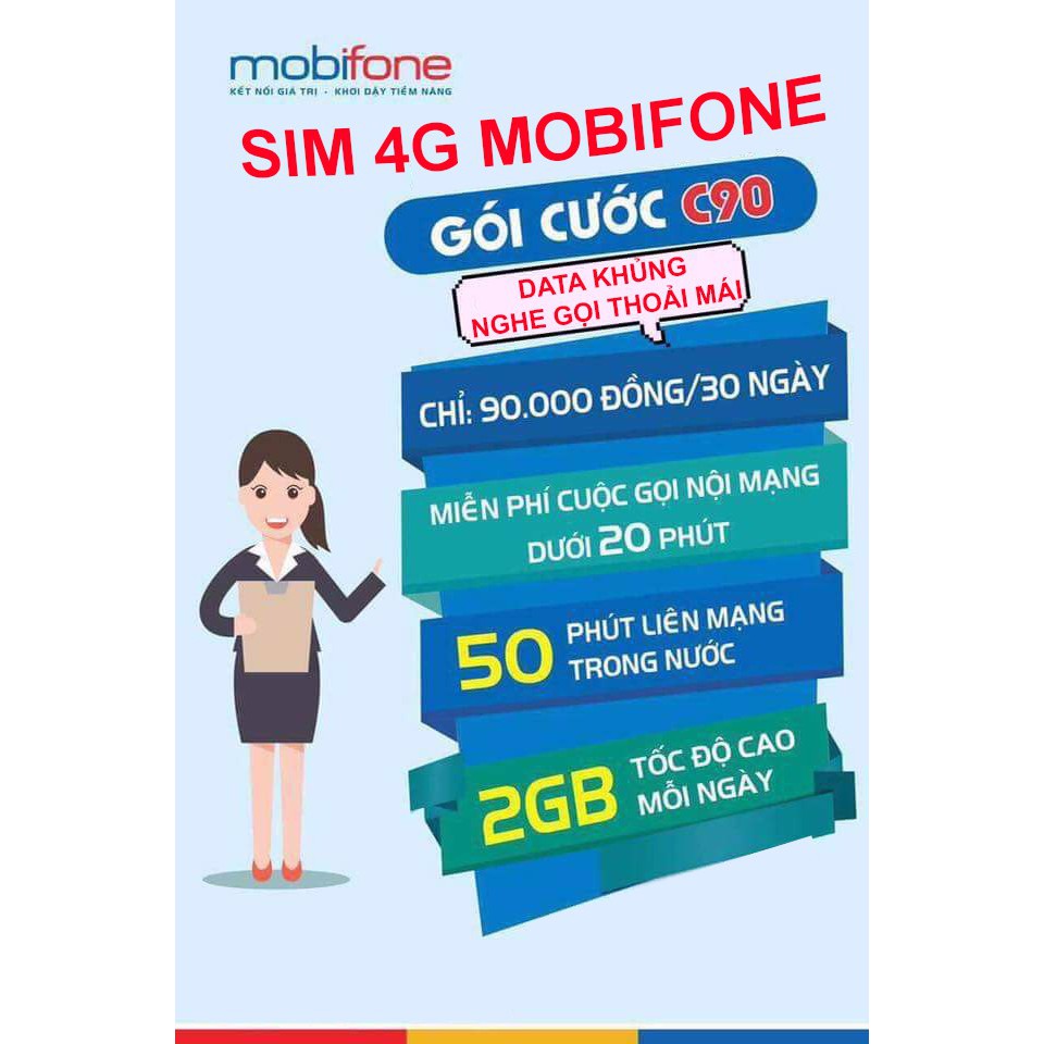 Sim 4g mobi 11 số gói c90 tặng 120gb/2tháng miễn phí gọi nội mang