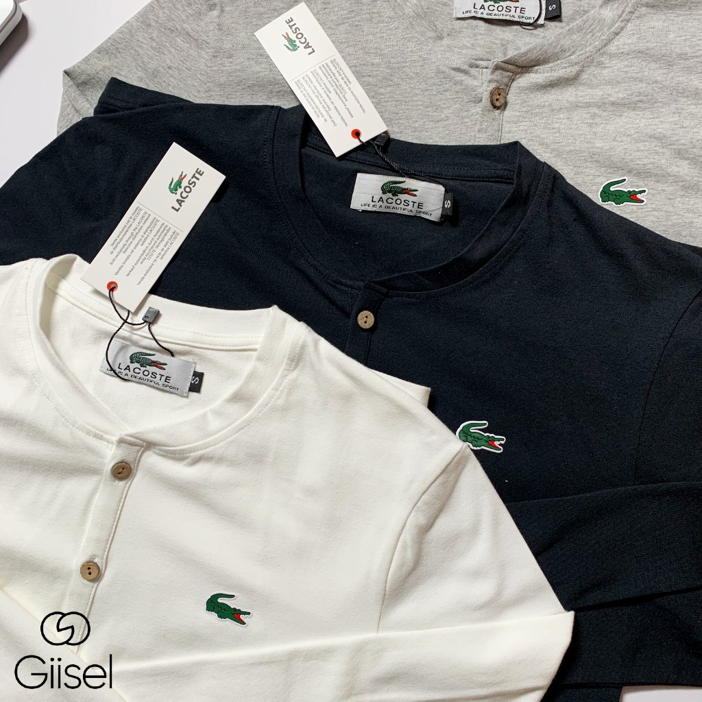 Áo thun nam dài tay cổ trụ - chất liệu cotton co giãn 4 chiều - thấm hút mồ hôi - thoáng mát - logo ép nhiệt chắc chắn | BigBuy360 - bigbuy360.vn