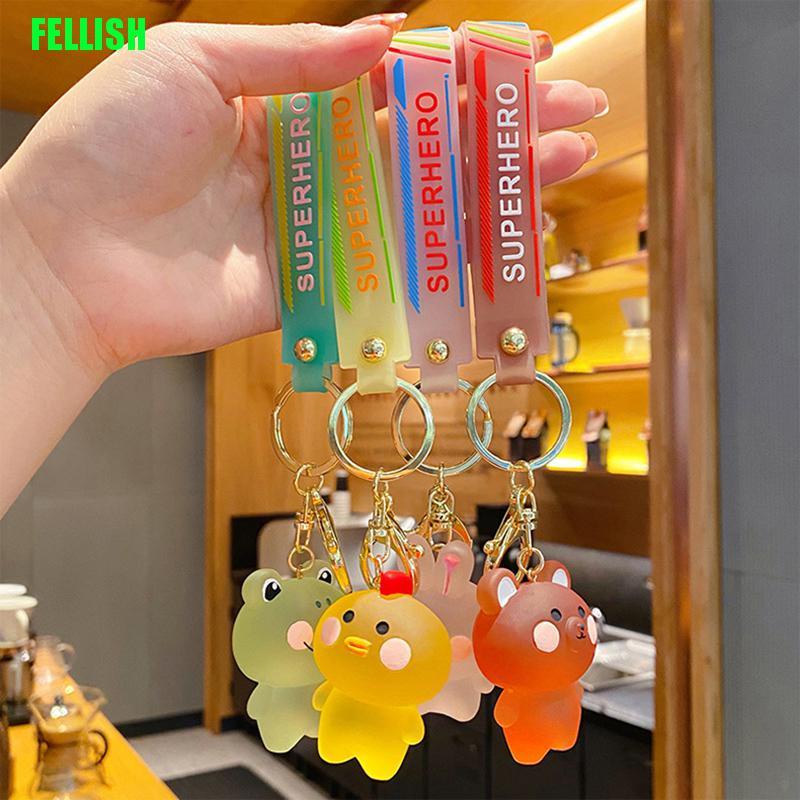 Móc Chìa Khóa Hình Gấu / Ếch Trong Suốt Đính Pha Lê Dễ Thương