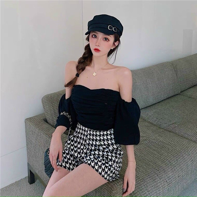 ÁO CROPTOP TAY NGẮN RỚT VAI