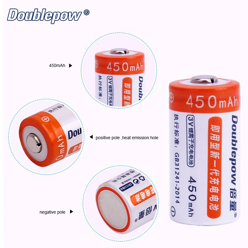 [RẺ VÔ ĐỊCH] Bộ 2 Pin sạc CR123A Doublepow 450mAh