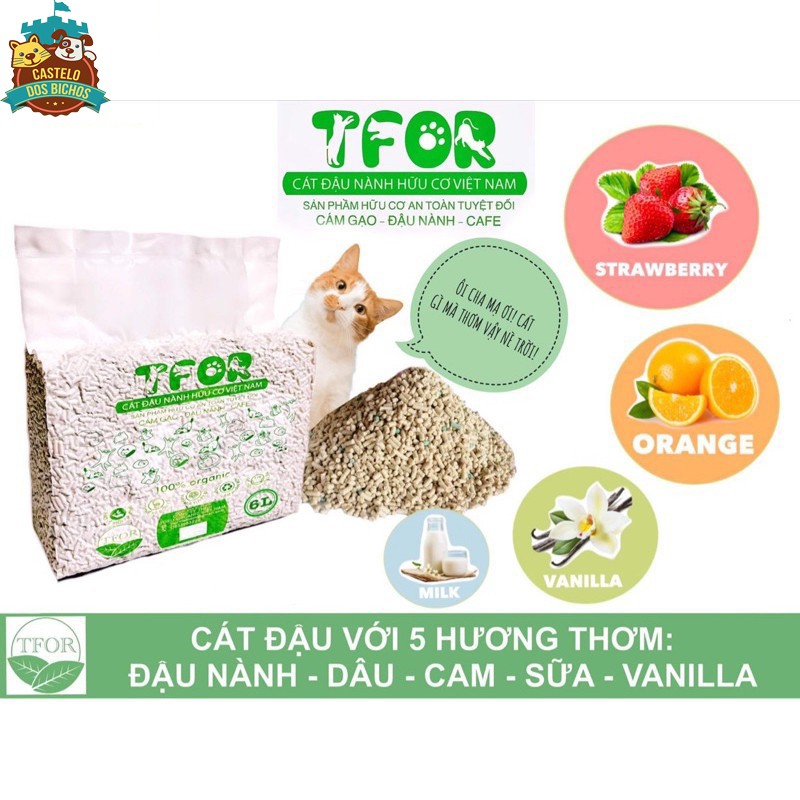 Cát đậu nành TFOR 6L- Cát vệ sinh cho mèo an toàn bảo vệ môi trường xuất xứ Việt Nam
