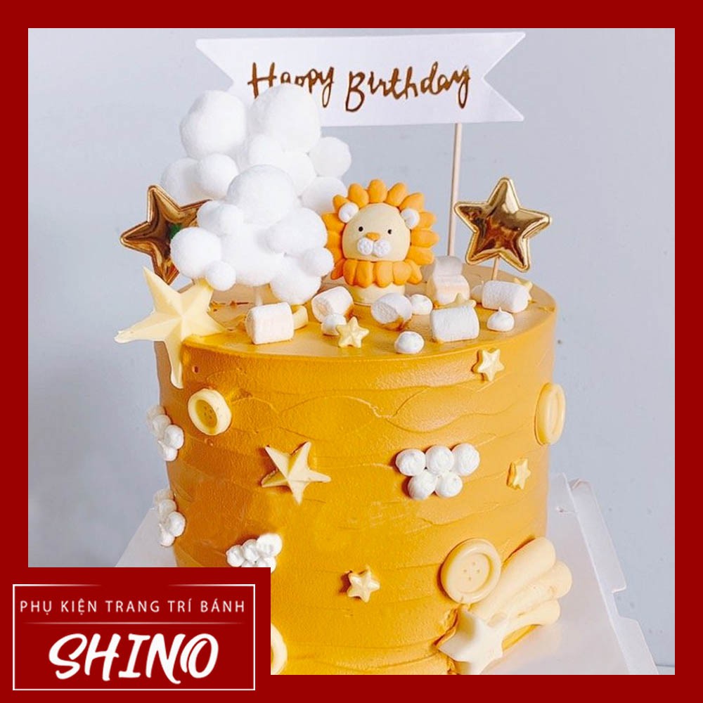 Đồ chơi sư tử vàng trang trí bánh kem