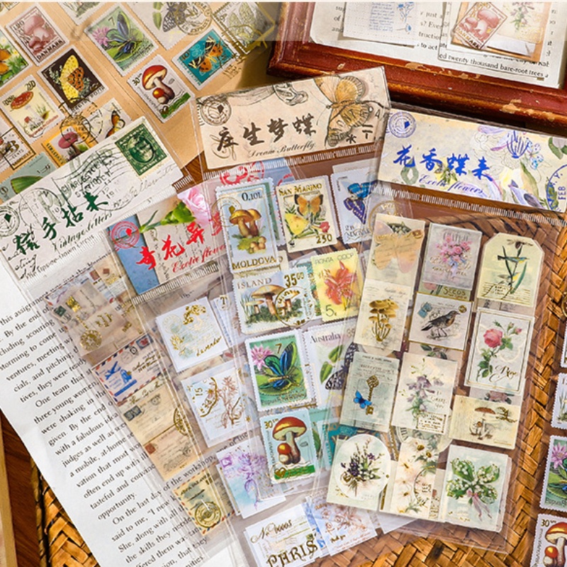 Set 24 miếng dán RUIXIANG trang trí phong bì bằng PVC chống thấm nước họa tiết bướm cổ điển