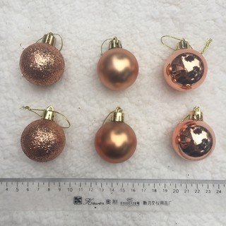 Hộp 6 quả châu 4cm treo cây thông noel trang trí giáng sinh (màu xanh vàng đồng)