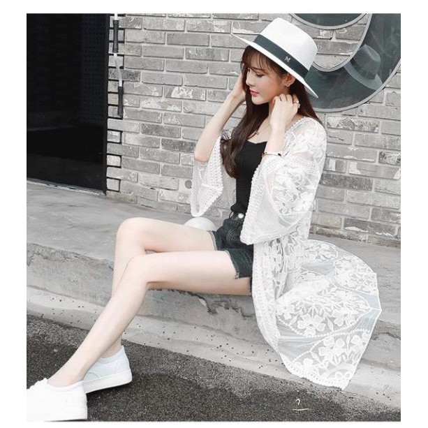 Áo choàng đi biển ren lưới trắng Kimstore_bikini - kèm ảnh thật và feedback ་ | BigBuy360 - bigbuy360.vn