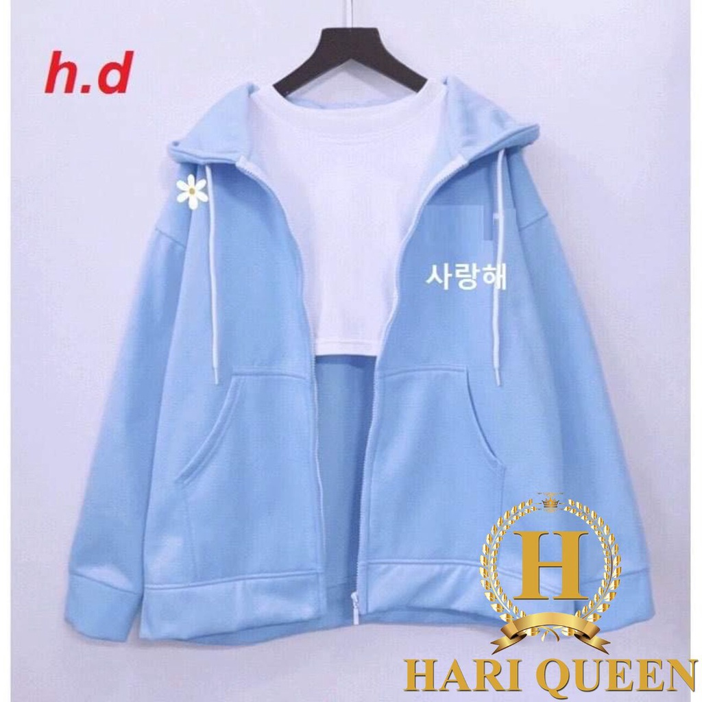 Áo khoác nỉ chữ hàn HARIQUEEN