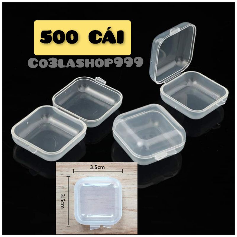 Combo sỉ 100 hoặc  500 hộp mini rỗng, trong suốt hình vuông cạnh 3,5cm