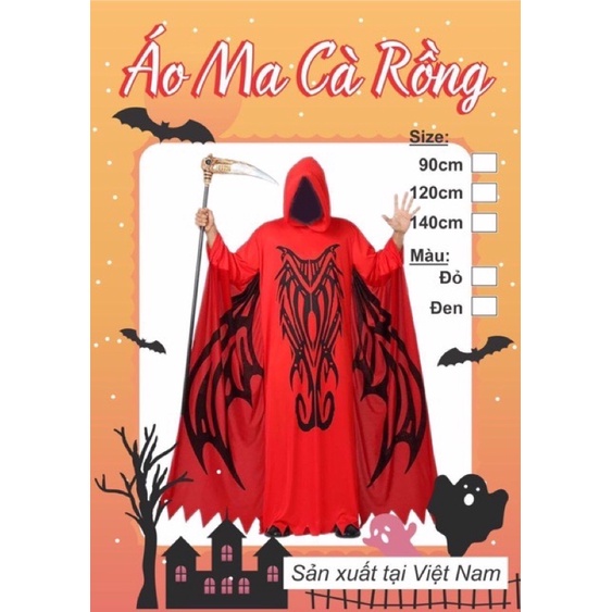 Áo Choàng Nhện/Bí Đỏ/Bộ Xương/Ma Cà Rồng Đồ Chơi Trang Phục Hoá Trang Halloween
