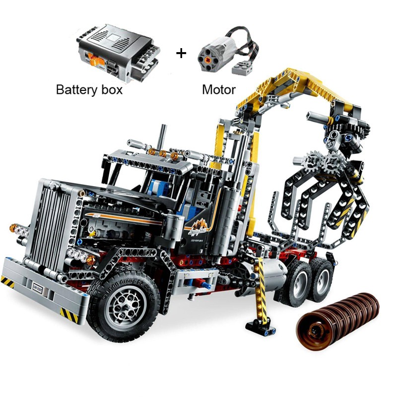 Lego -  Lepin 20059 ( Xếp hình Technic Xe Tải Gắp Gỗ Động Cơ Pin 1338 khối )