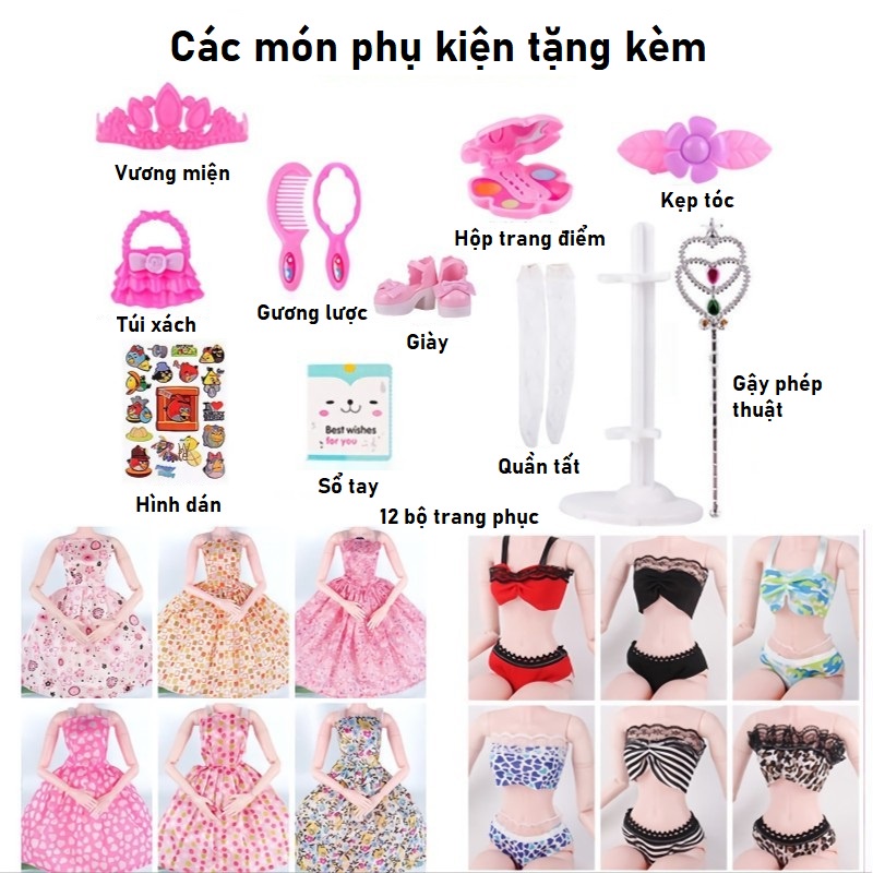 Búp Bê Barbie Cỡ Lớn Cao 60cm BBS Phiên Bản Có Nhạc Tặng Kèm Phụ Kiện - Đồ Chơi Búp Bê Công Chúa Cho Trẻ Em