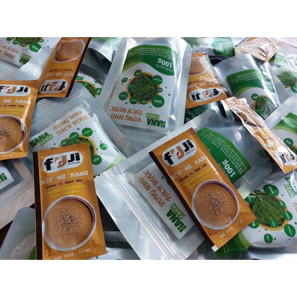 Combo nhiều gói rong 50g nở 150g kèm xốt, giá rẻ + freeship Hana Farm