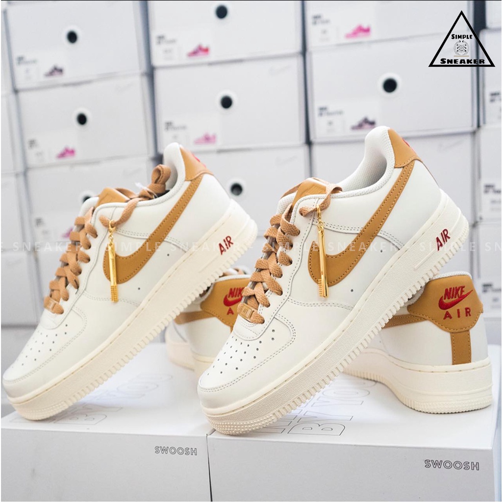 Giày Nike Air Force 1 Auth💙Hàng Chính Hãng💙Nike By You AF1 Custom White Beige  2021- Simple Sneaker