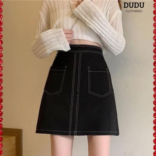 Chân Váy Chữ A Chỉ Viền Nổi Đen Trơn CV04