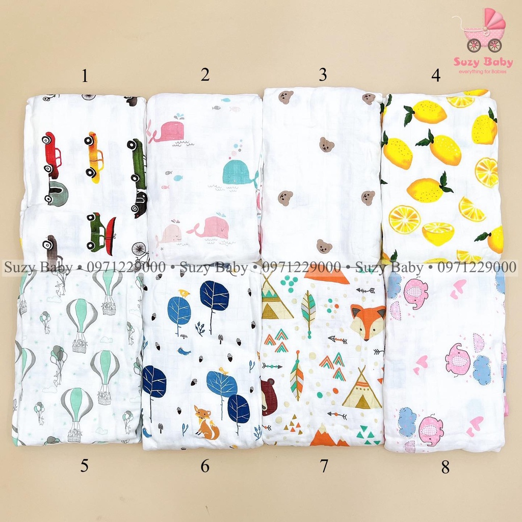 Chăn đắp - khăn tắm Sợi Tre Aden 4 Lớp Bo Viền Vải
