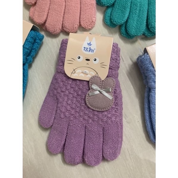 (1đôi) găng tay len dày dặn gắn hình thỏ xinh xắn cho các bé từ 3-7tuổi.