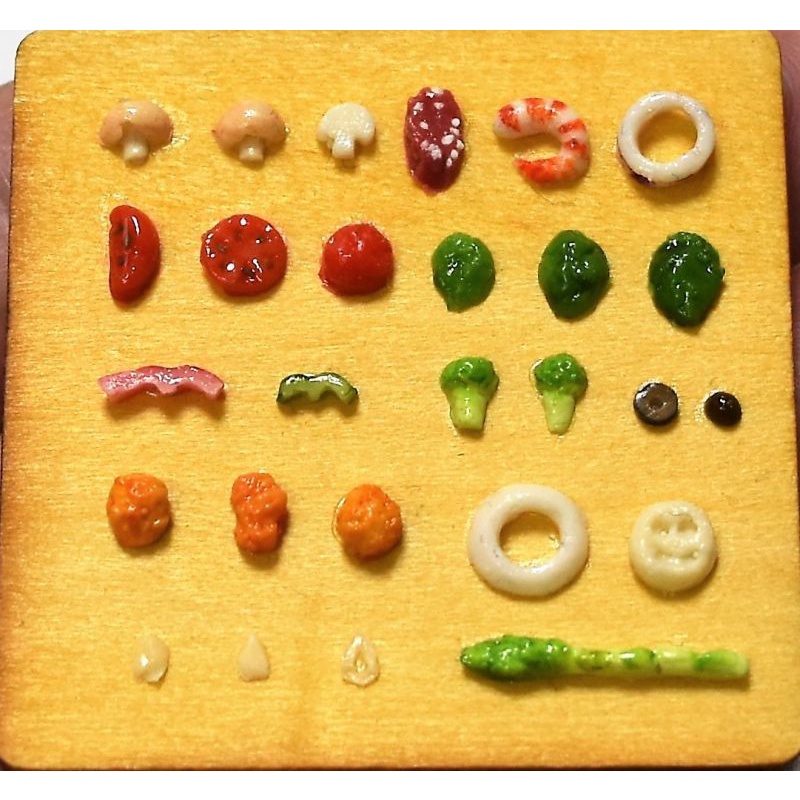 Khuôn pizza topping mô hình thức ăn mini nhà búp bê dollhouse minifood nặn đất sét silicone mold