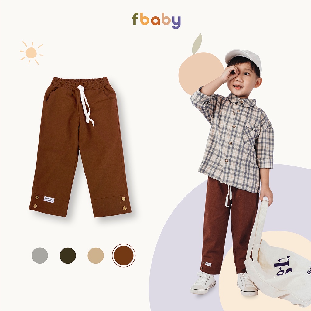 Quần dài bé trai gấu đính cúc Fbaby  FQ001