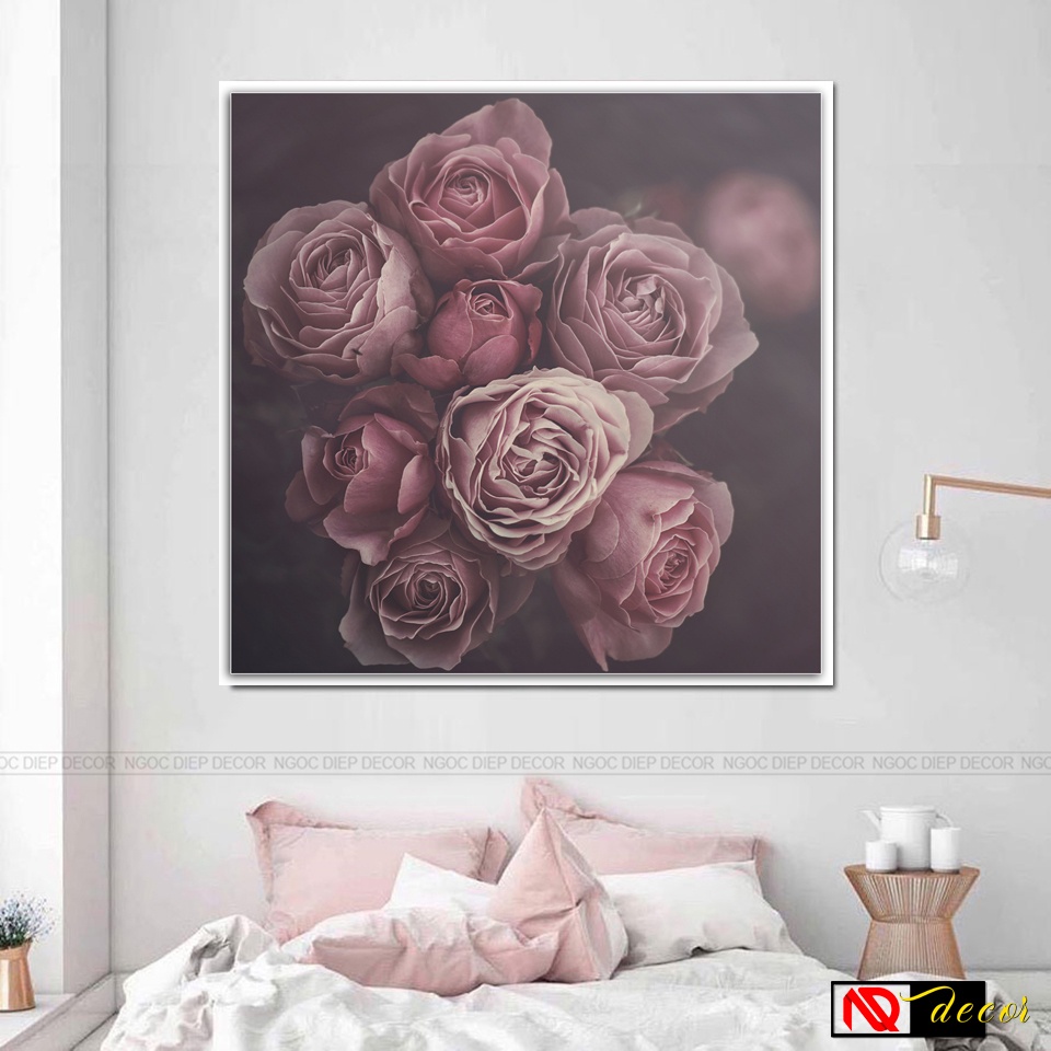 Tranh Decor phòng ngủ hoa mẫu đơn hiện đại Canvas treo tường trang trí phòng khách hiện đại nghệ thuật số hóa X39