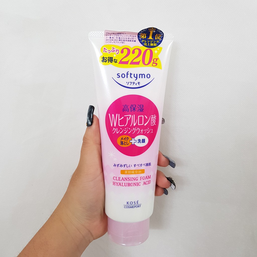 Sữa Rửa Mặt Kosé Softymo Hyaluronic Acid 220g
