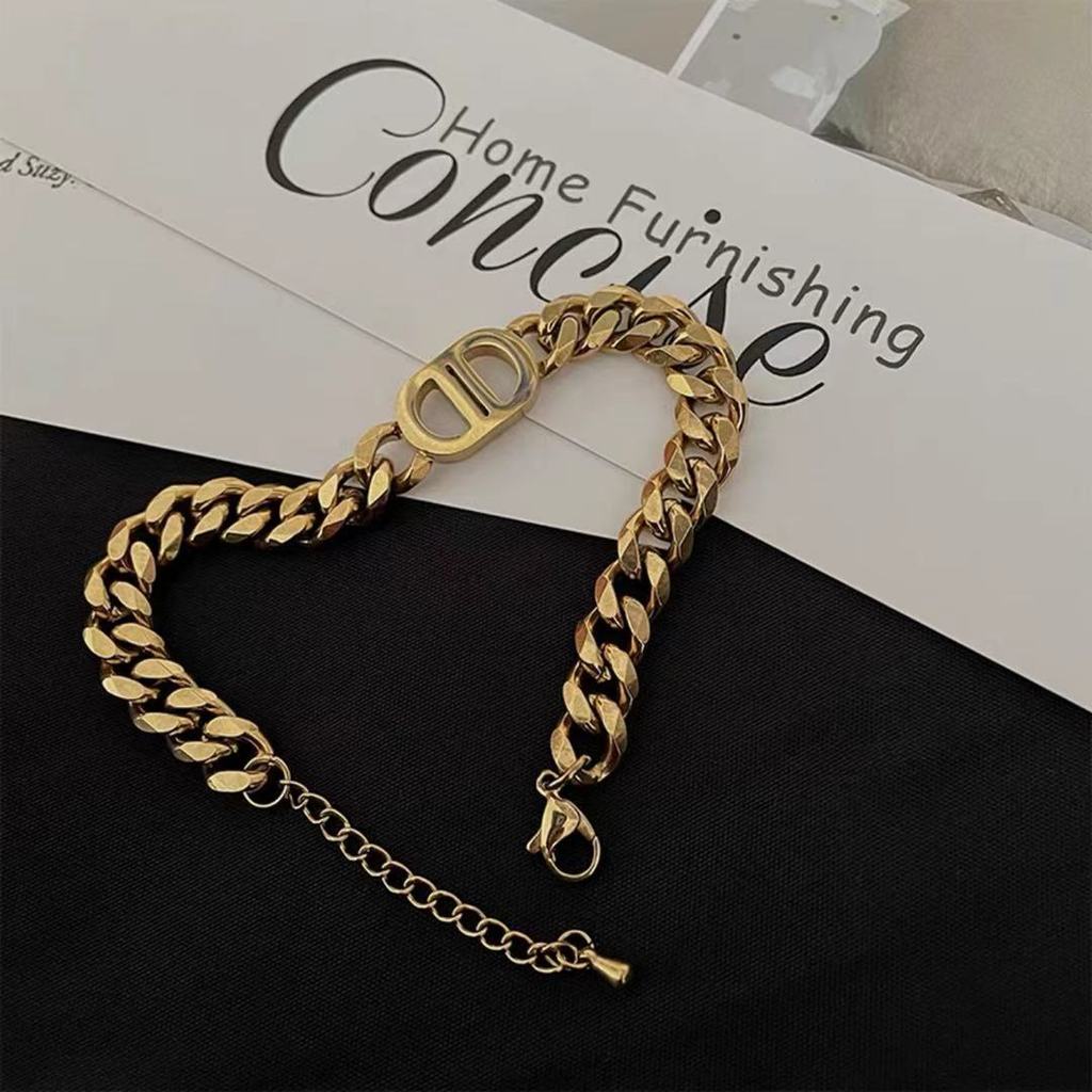 Vòng Cổ Thép Titan Mặt Hai Chữ D Phong Cách Hip Hop Âu Mỹ