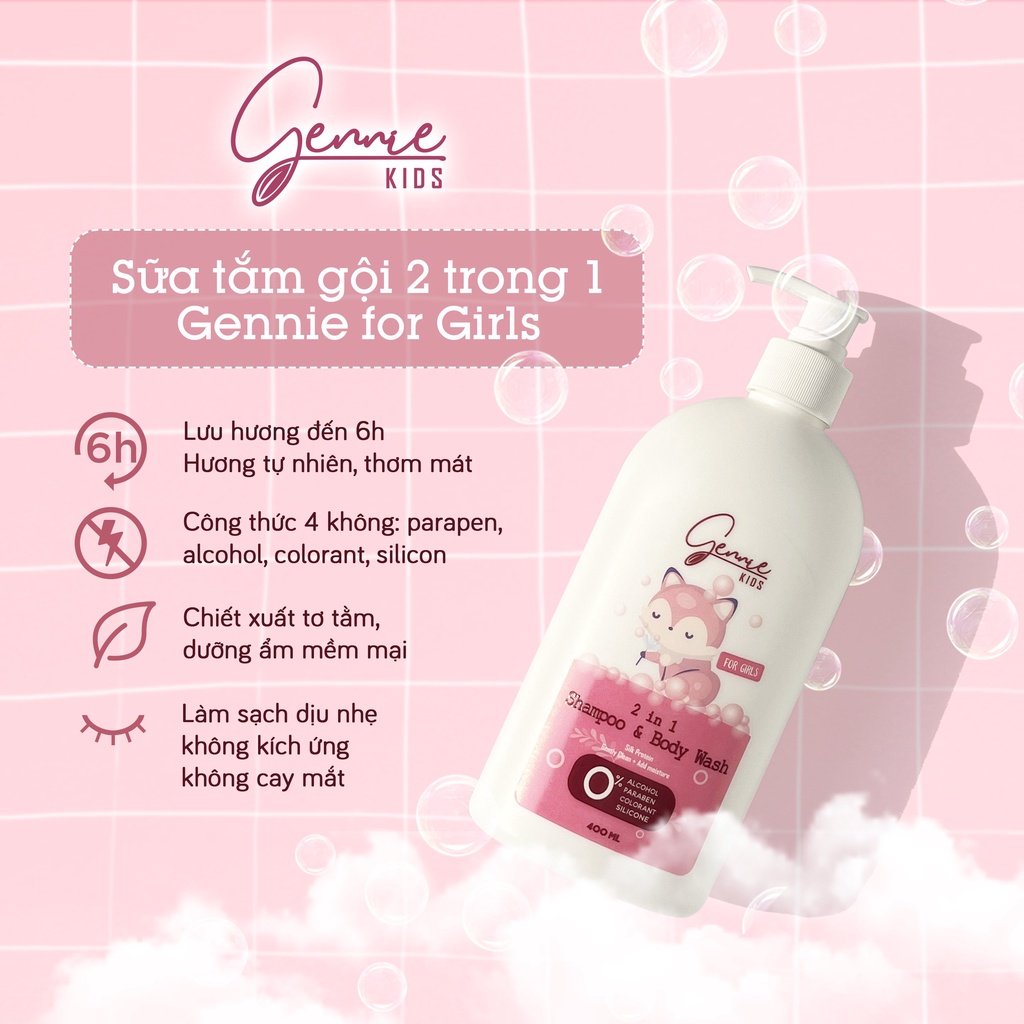 Sữa tắm gội 2 trong 1 GENNIE Girl 400ml