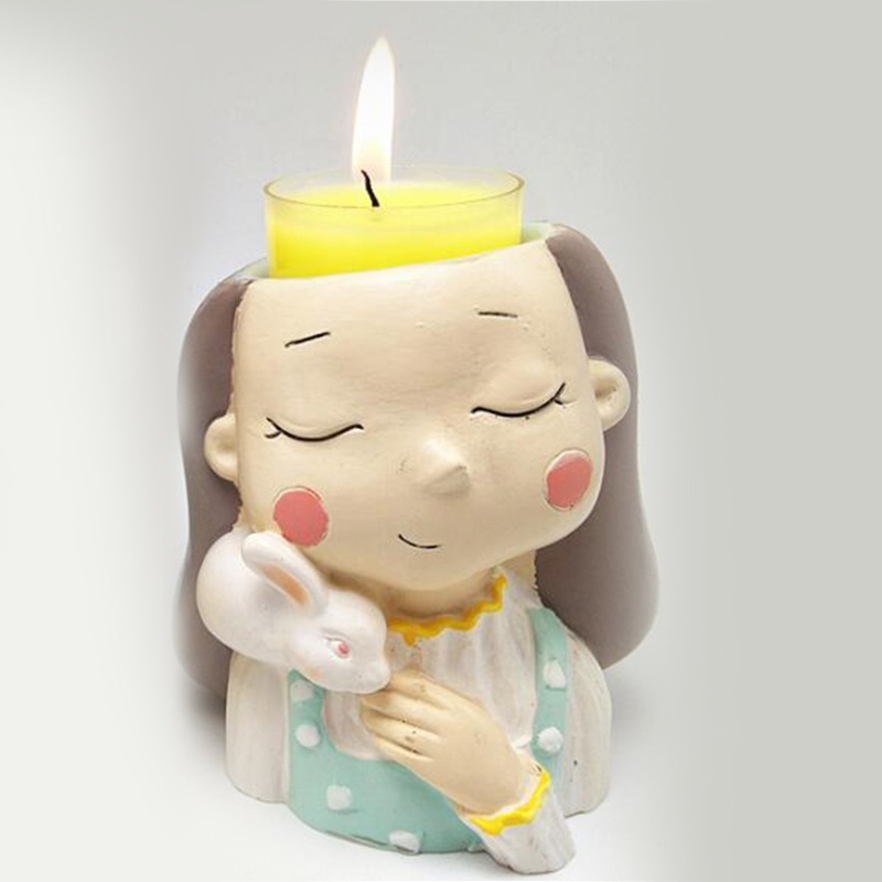 Khuôn Silicon Làm Chậu Hoa Bằng Epoxy UV Hình Cô Gái Dễ Thương