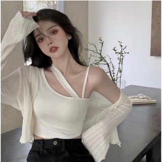 Áo ba lỗ nữ croptop đay đan chéo