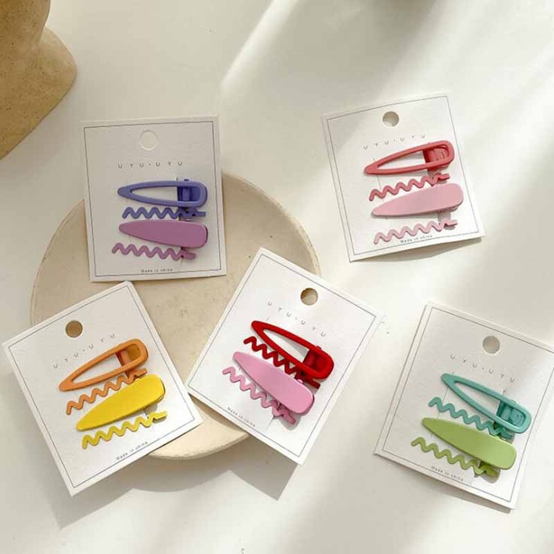 Set 4 kẹp tóc hình giọt nước và gợn sóng màu sắc kẹo ngọt tùy chọn đáng yêu dành cho bé
