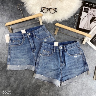 Quần SHORT Jeans lưng cao rách nhẹ