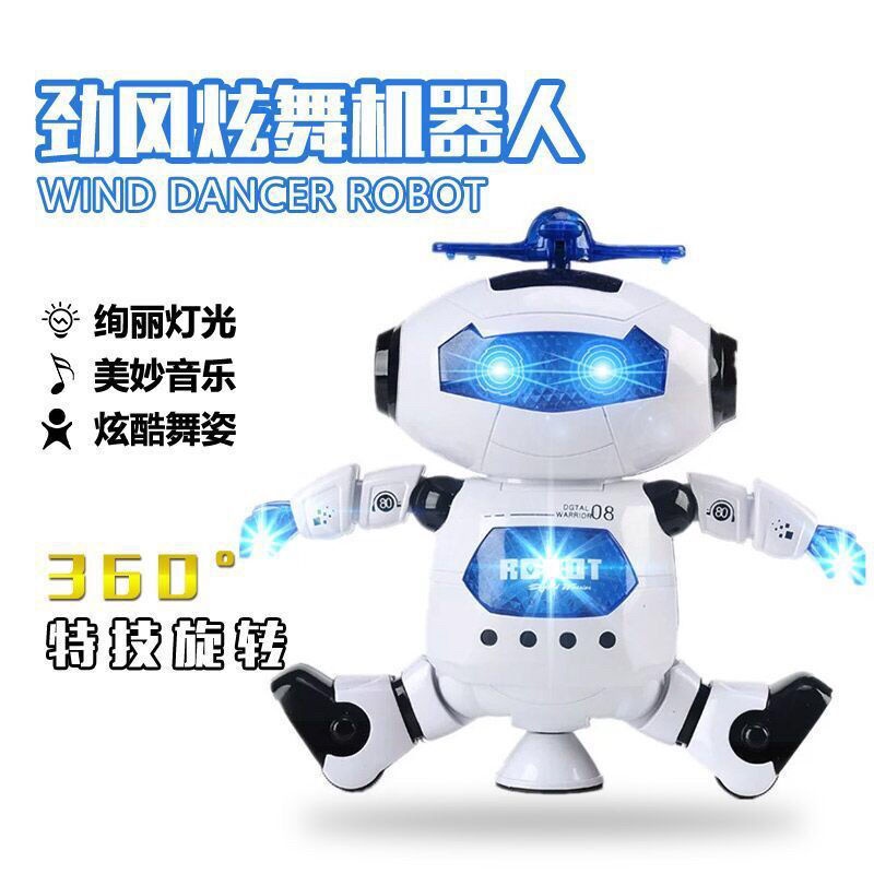 ☾♧Robot nhảy điện trẻ em xoay vòng sẽ hát và phát sáng bé trai 1-2-3-4 tuổi món quà đồ chơi trẻ em