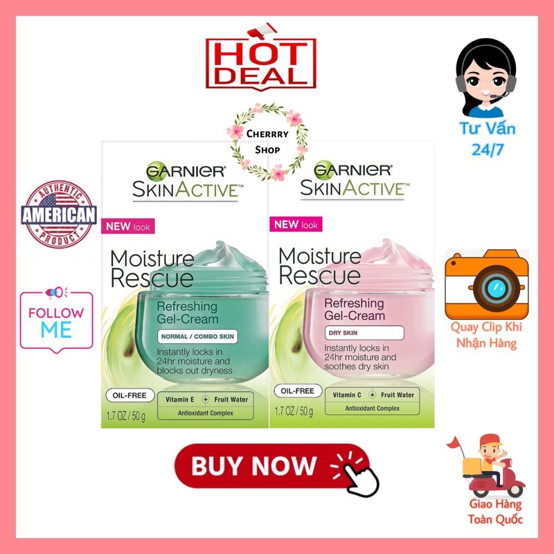 Gel dưỡng ẩm Garnier Skinactive Moisture Rescue Refreshing Gel-Cream