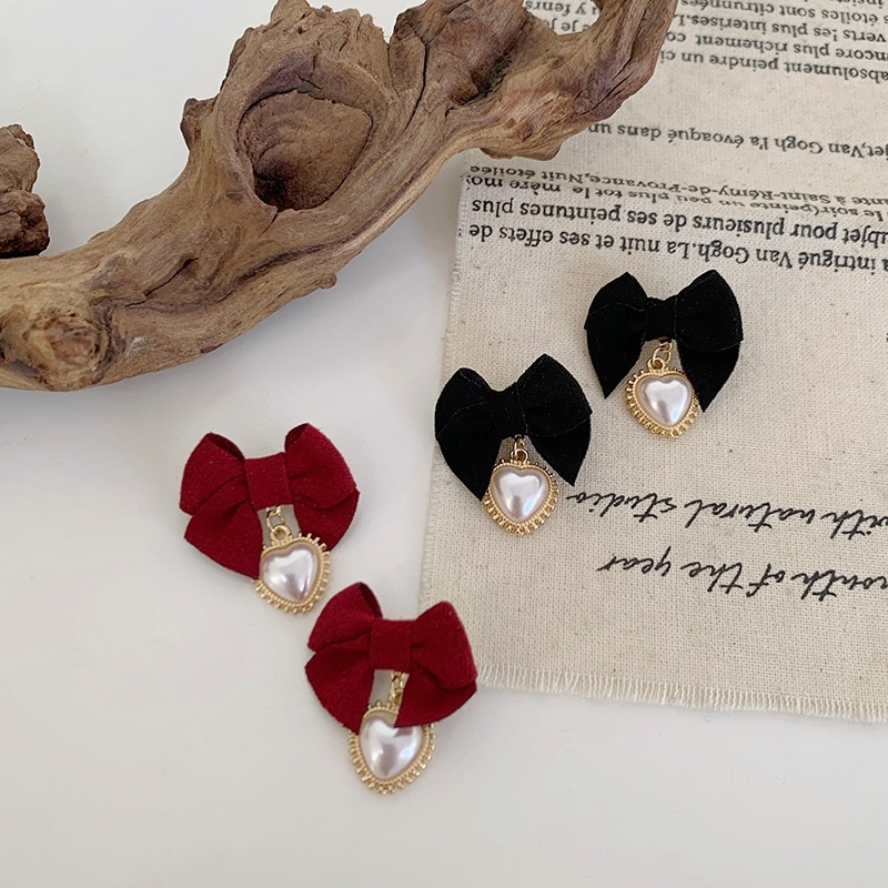 Bông Tai Mạ Bạc 925 Hình Nơ Đính Đá Và Ngọc Trai Phong Cách Hàn Quốc Dễ Phối Đồ Dành Cho Nữ