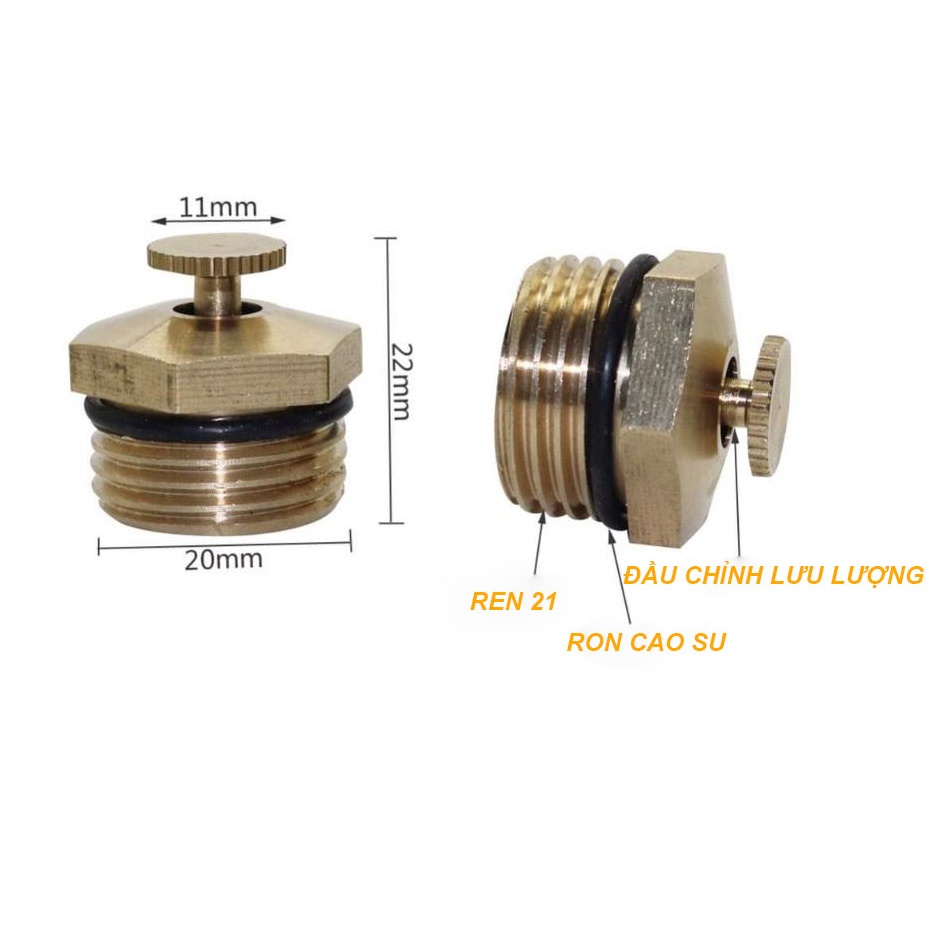 Béc phun mưa phun sương tưới tròn 360 chất liệu đồng thau nguyên khối đầu béc chỉnh được tia nước tầm phun  3-5m - MHL