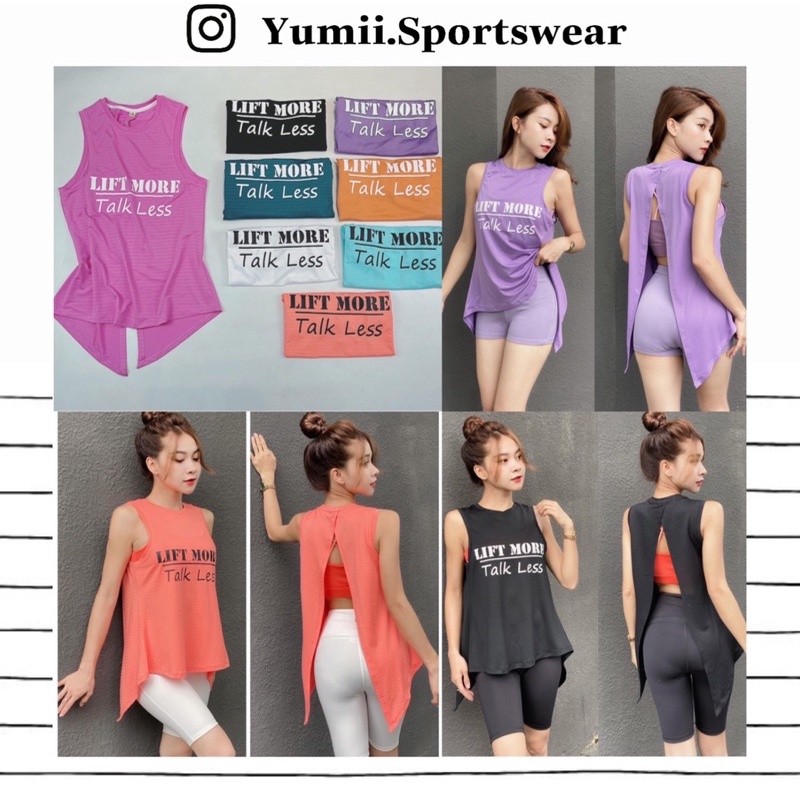Áo Tank Thể Thao Mặc Ngoài Tập Gym Yoga Nữ - Áo Tank Thể Thao Lift More, Xẻ Tà Lưng Sexy, Chất Polly Co Giãn