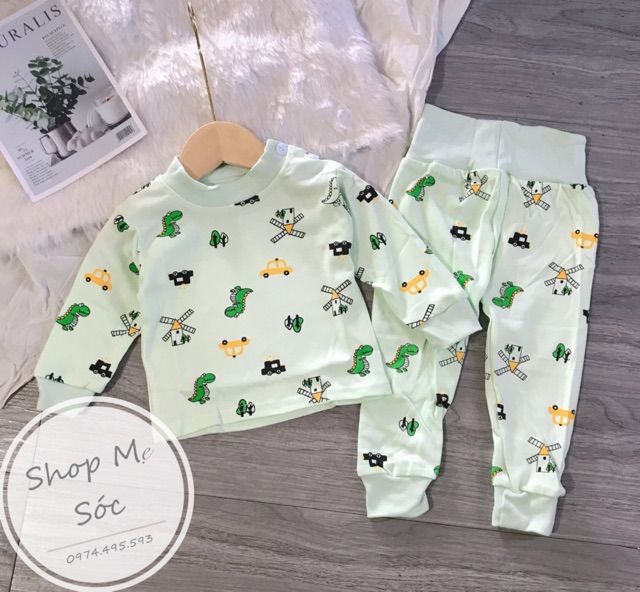 Xả hàng _ Bộ cotton cạp cao hoạ tiết hàng quảng châu