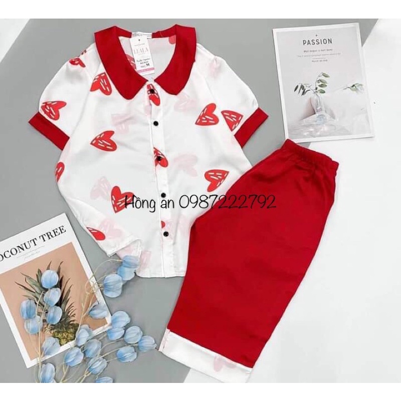 Bộ Lụa LửngBộ Pijama quần ngố cao cấp hoạ tiết kute (SIÊU MÁT MỊN)(ẢNH VIDEO THẬT)