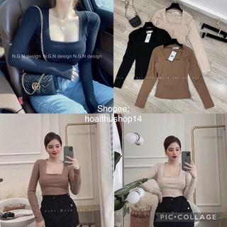 Áo len tăm cổ vuông sexy siêu hot