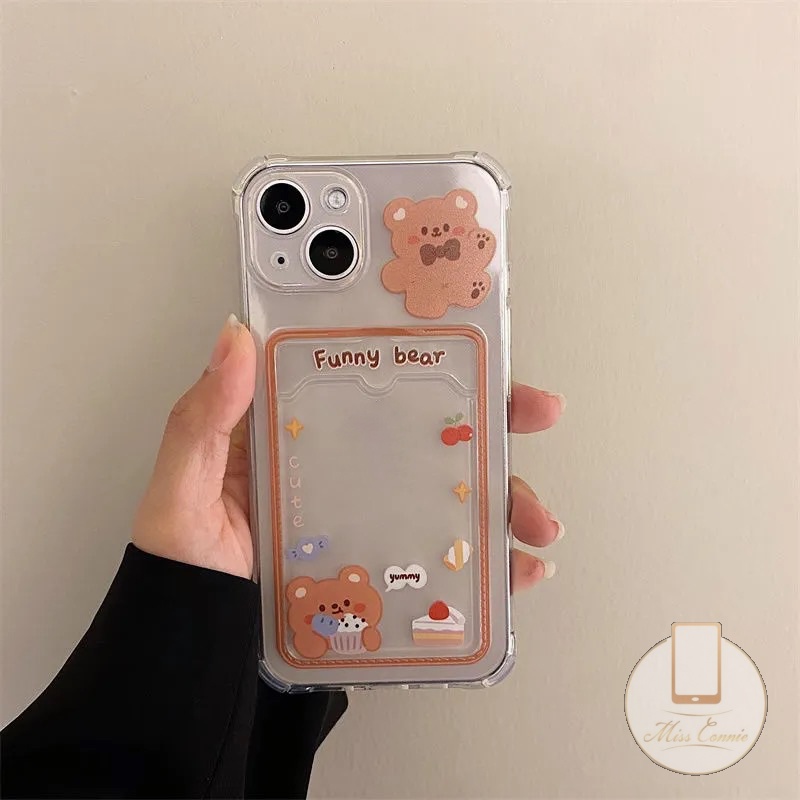 Ốp Điện Thoại Tpu Mềm Dạng Ví Hình Gấu / Thỏ Cho iPhone 11 12 13 14 Pro Max XR X XS Max 7 8 6 6s Plus SE 2020