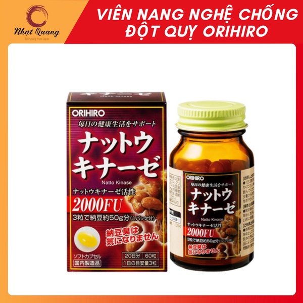 [Mã SKAMFM286M giảm 8% đơn 350K] Viên uống hỗ trợ chống đột quỵ Nattokinase 2000FU - Orihiro Nhật Bản