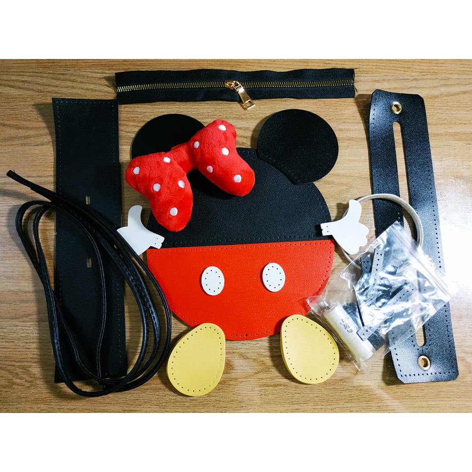 Túi tự đan handmade Mickey đầy đủ phụ kiện, có video hướng dẫn Kawaii_Handmade